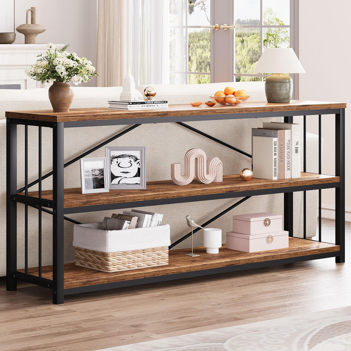 70 Inch Rustic Brown Console Table A6853