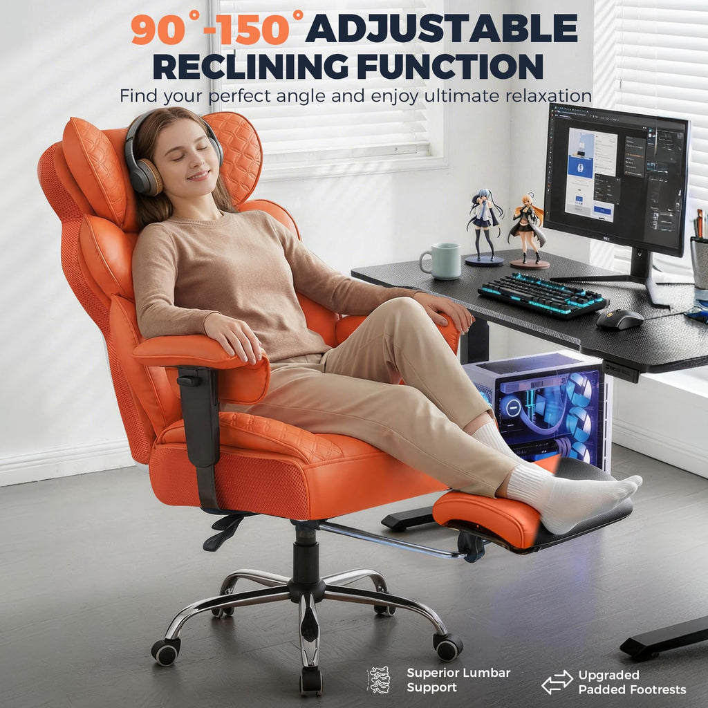 Big and Tall Ergonomic Gaming Chair with Footrest J35388