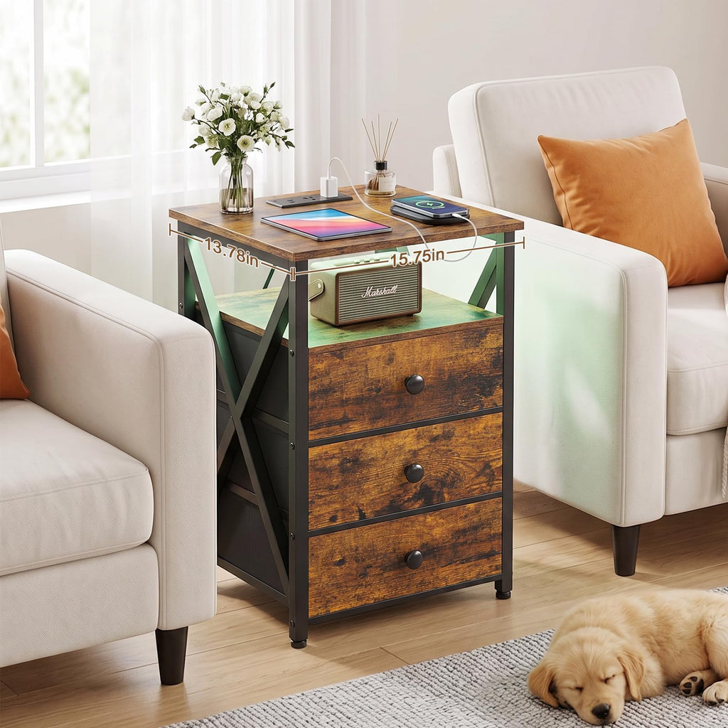 Nightstands Set of 2 with Charging Station X406