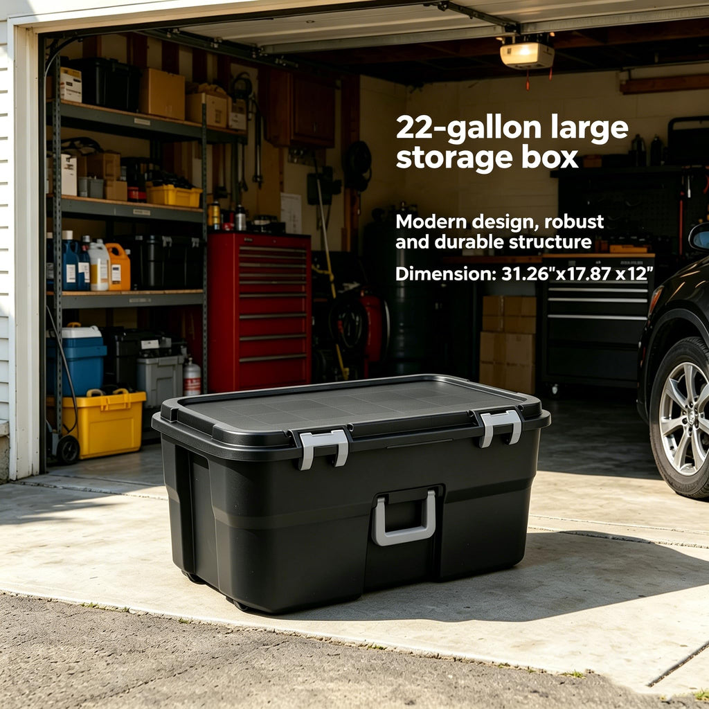 Black 22 Gal Wheeled Polypropylene Storage Trunk B770