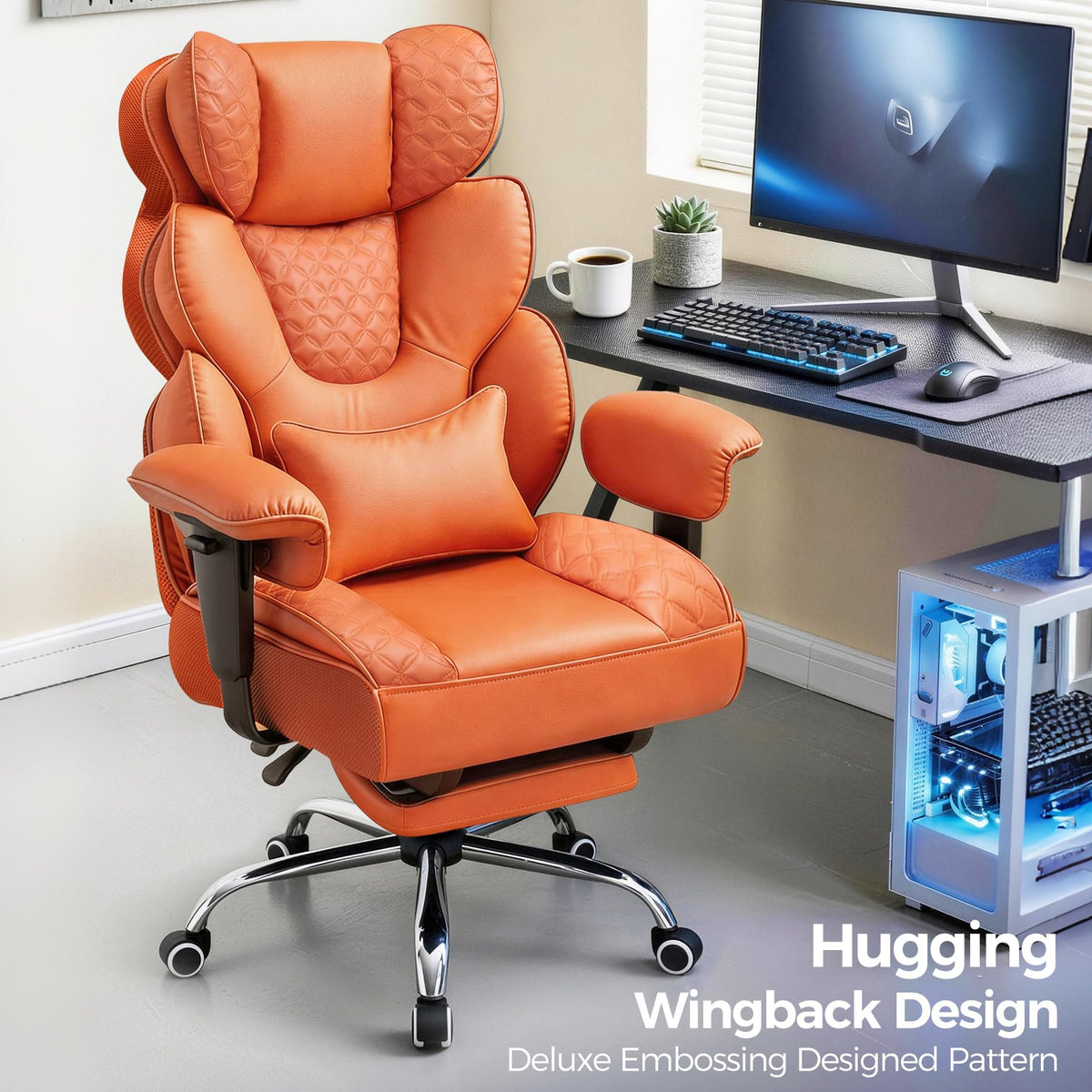 Big and Tall Ergonomic Gaming Chair with Footrest J35388