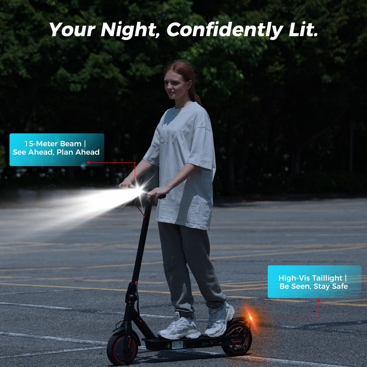 Electric Scooter 18Miles Max Range 19 Mph Foldable 8.5'' Solid Tire C987