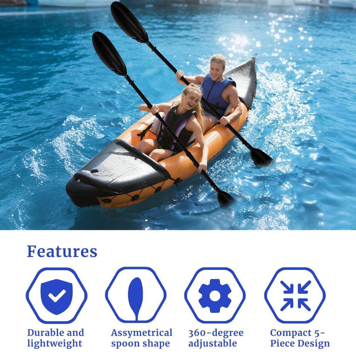 Adjustable Kayak Paddle with Paddle Leash E50711