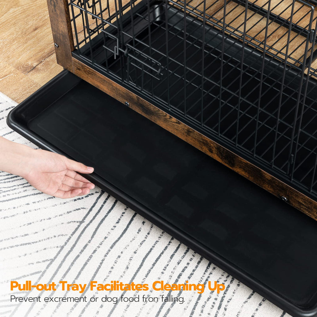 38.6" Wooden Dog Crate Furniture with Pull-Out Tray O43907