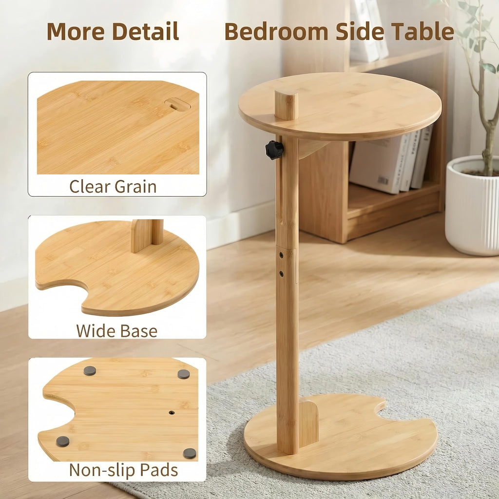 Adjustable Bamboo C Shaped Side Table L42839