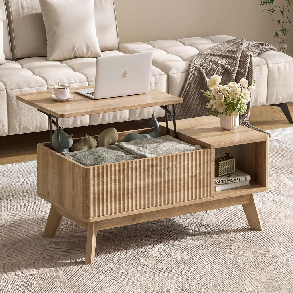 Lift Top Fluted Hidden Storage Coffee Table M34360