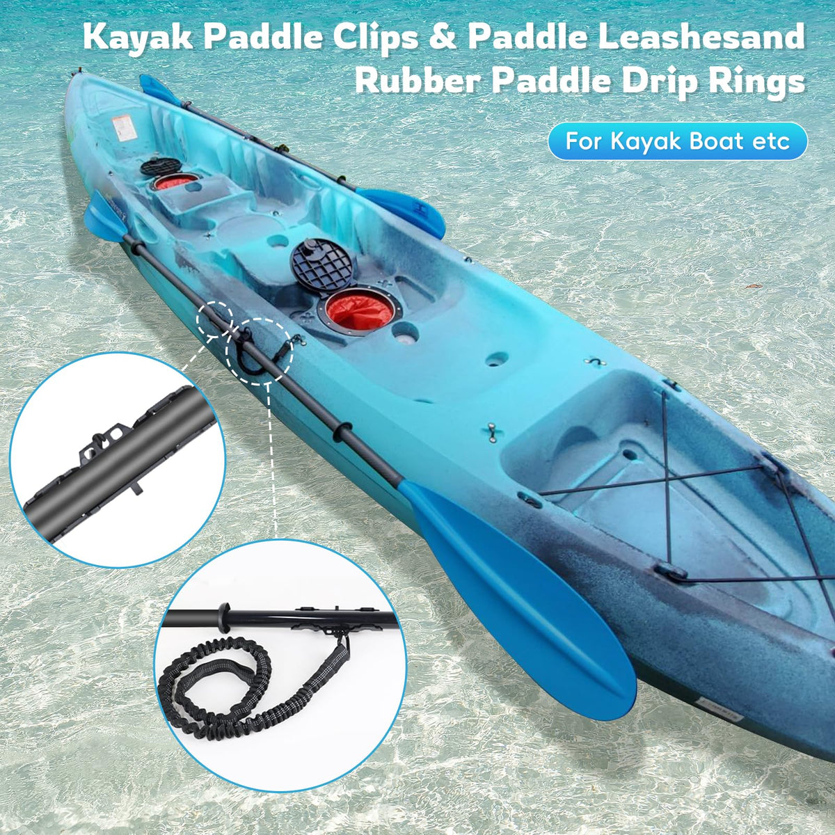 2PCS Kayak Paddle Holder with Leashes & Locking Kits T241