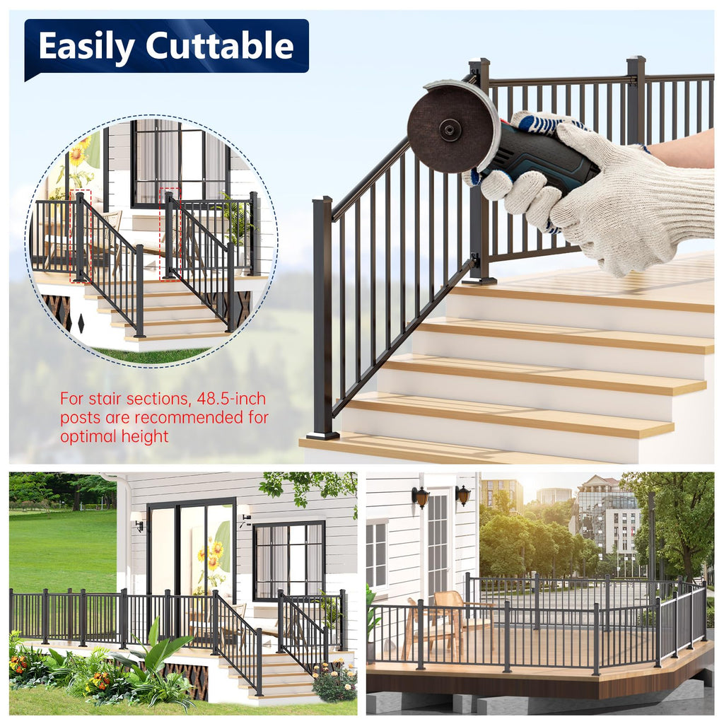 Aluminum Stair Railing Kit, 42 in x 4 ft Black T9391