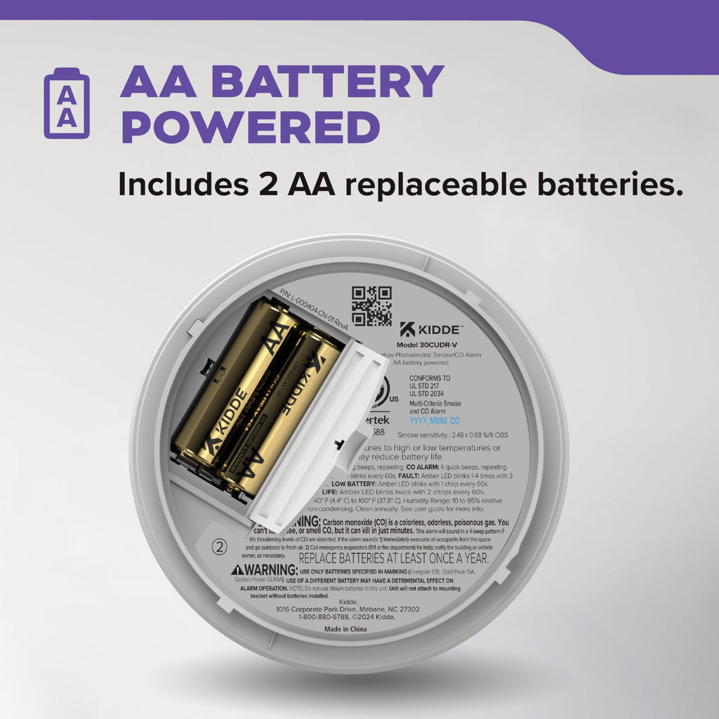 Smoke & CO Detector, AA Battery-Powered, 3 Pack D487