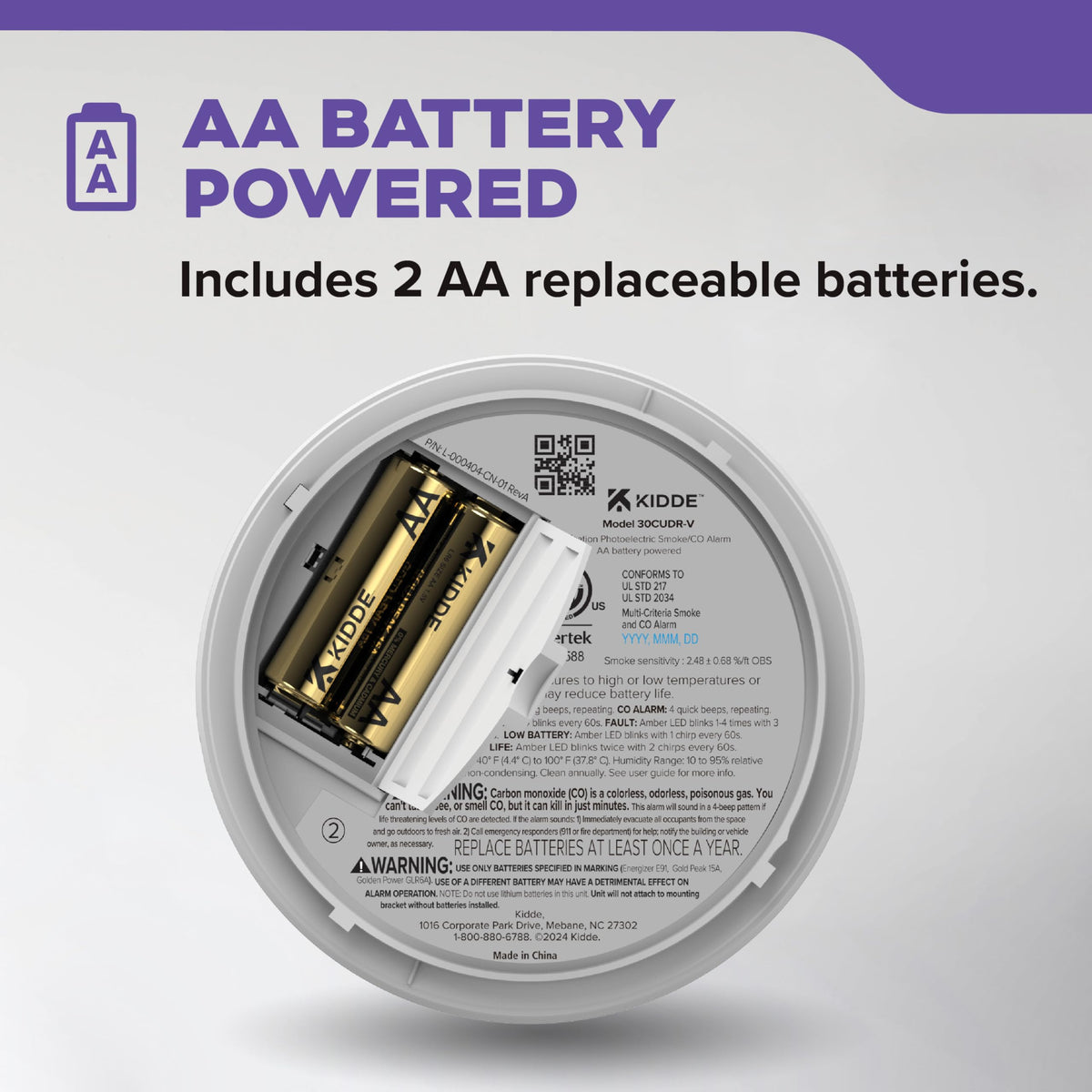 Smoke & CO Detector, AA Battery-Powered, 3 Pack D487