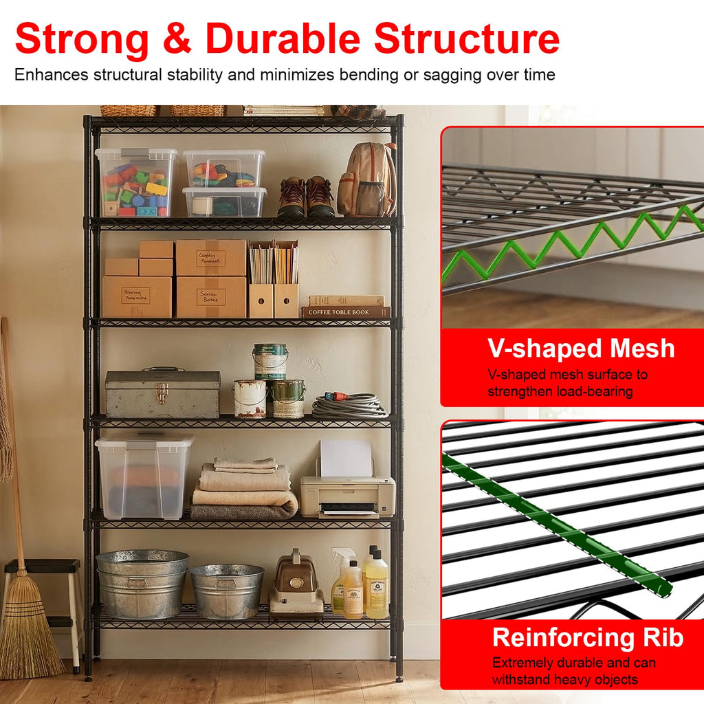 6-Tier Wire Shelf with Wheels H3835