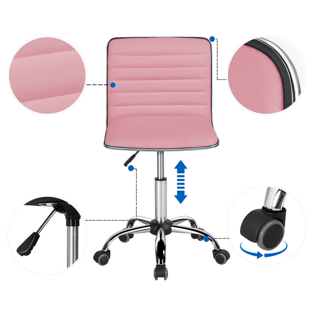 Pink Swivel Task Chair with Adjustable Height Y15740