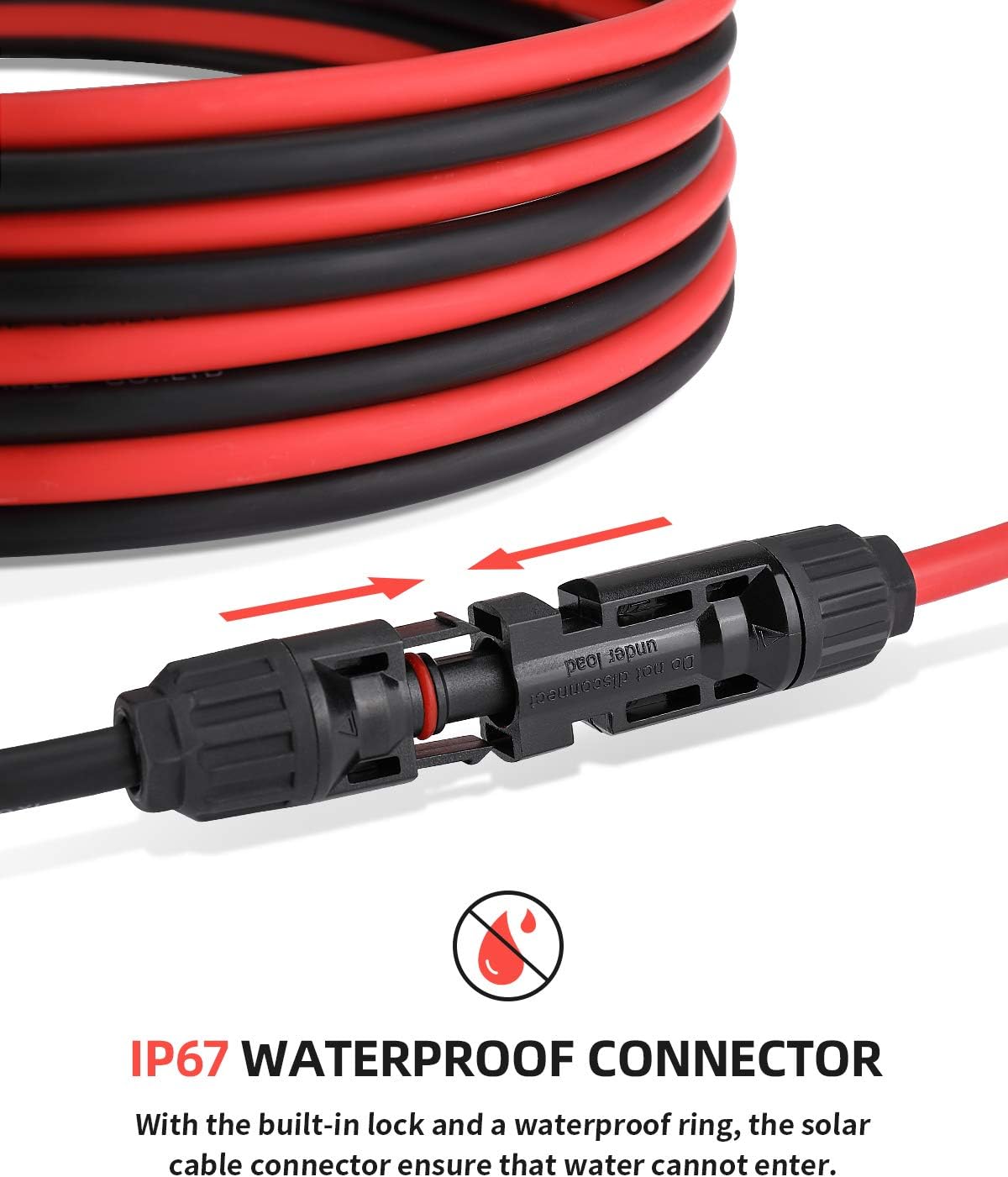 40 Feet 10AWG Solar Extension Cable with Female and Male Connector, Pack of 2 Y7938