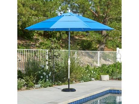 11 ft. Matted White Aluminum Market Patio Umbrella with Collar Tilt Crank Lift V482791