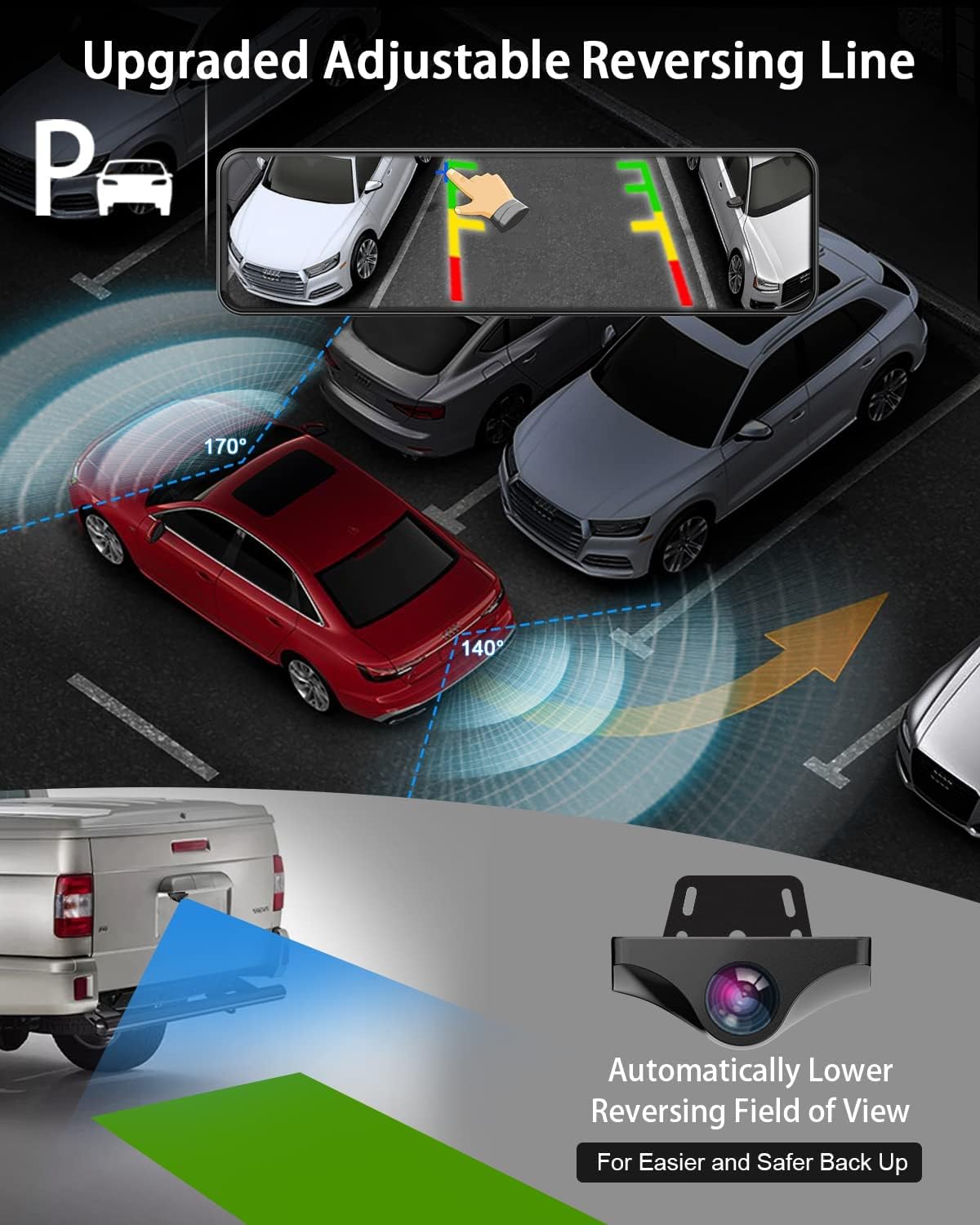 11 Rear View Mirror Dash Cam 1080P Dual Dash Camera Waterproof Backup Camera D4850