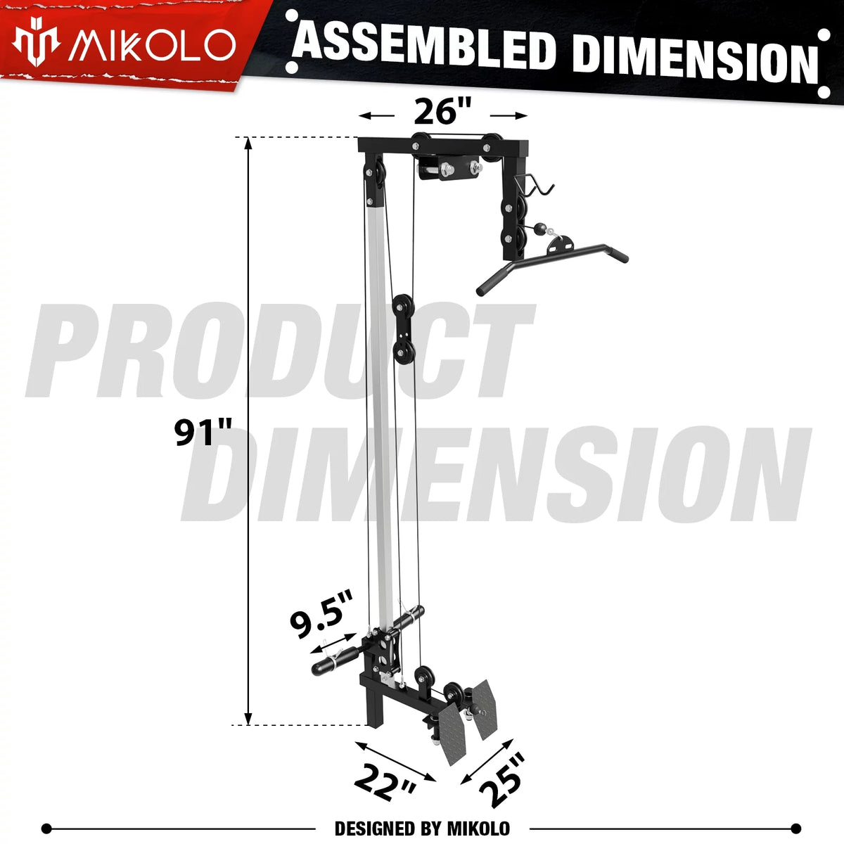 LAT Pull-Down for 3" x 3" Power Cage Rack Attachments L41107