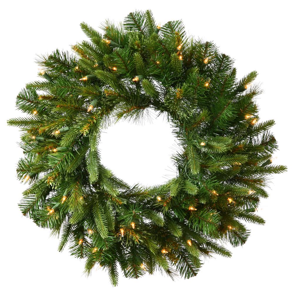 42 Cashmere Wreath with 100 Warm White LED Lights A936074