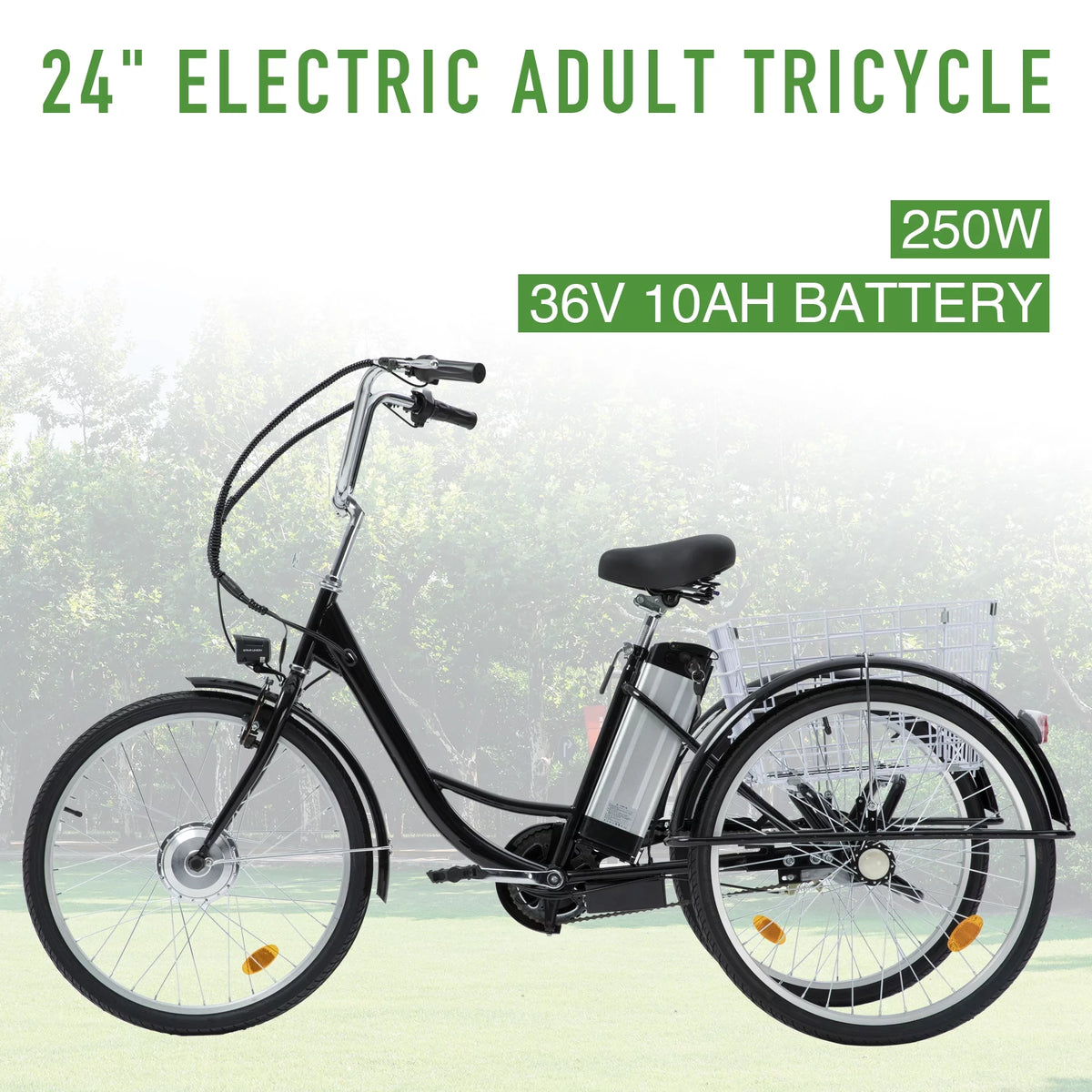 24 Inch 250w 36V Black Electric Trike Bike P787349