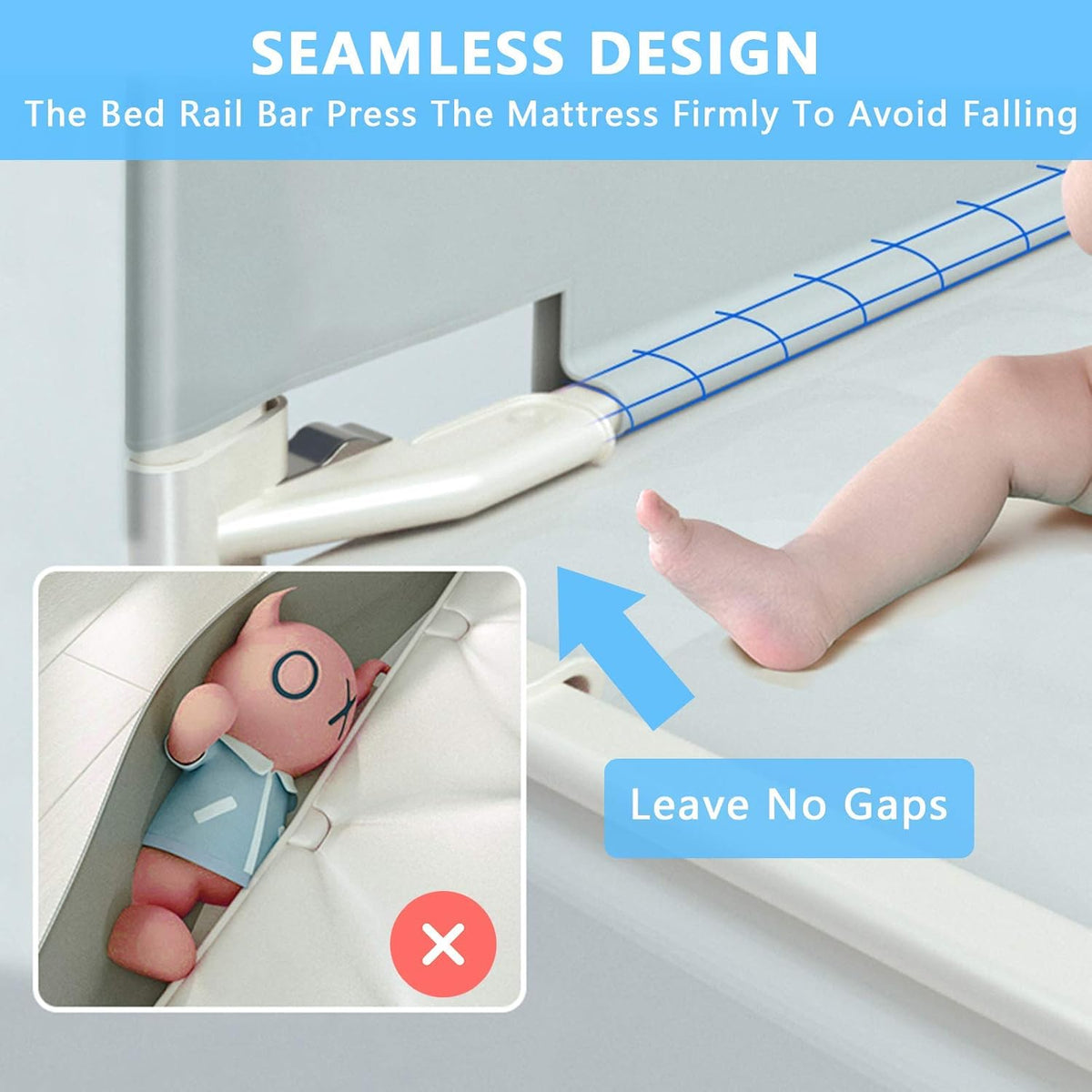 74.8 Extra Tall Collapsible Toddler Bed Rail Y68251