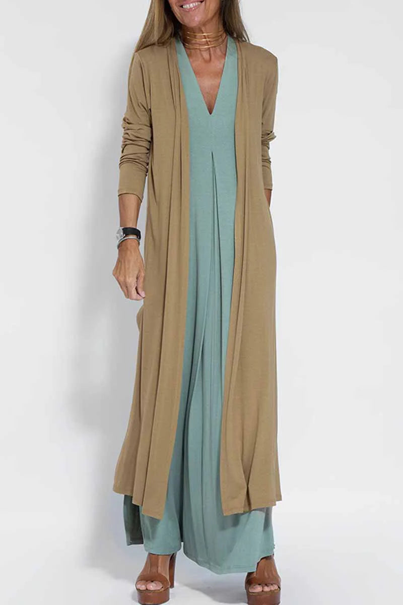 Solid Slit Cardigan Outerwear X239