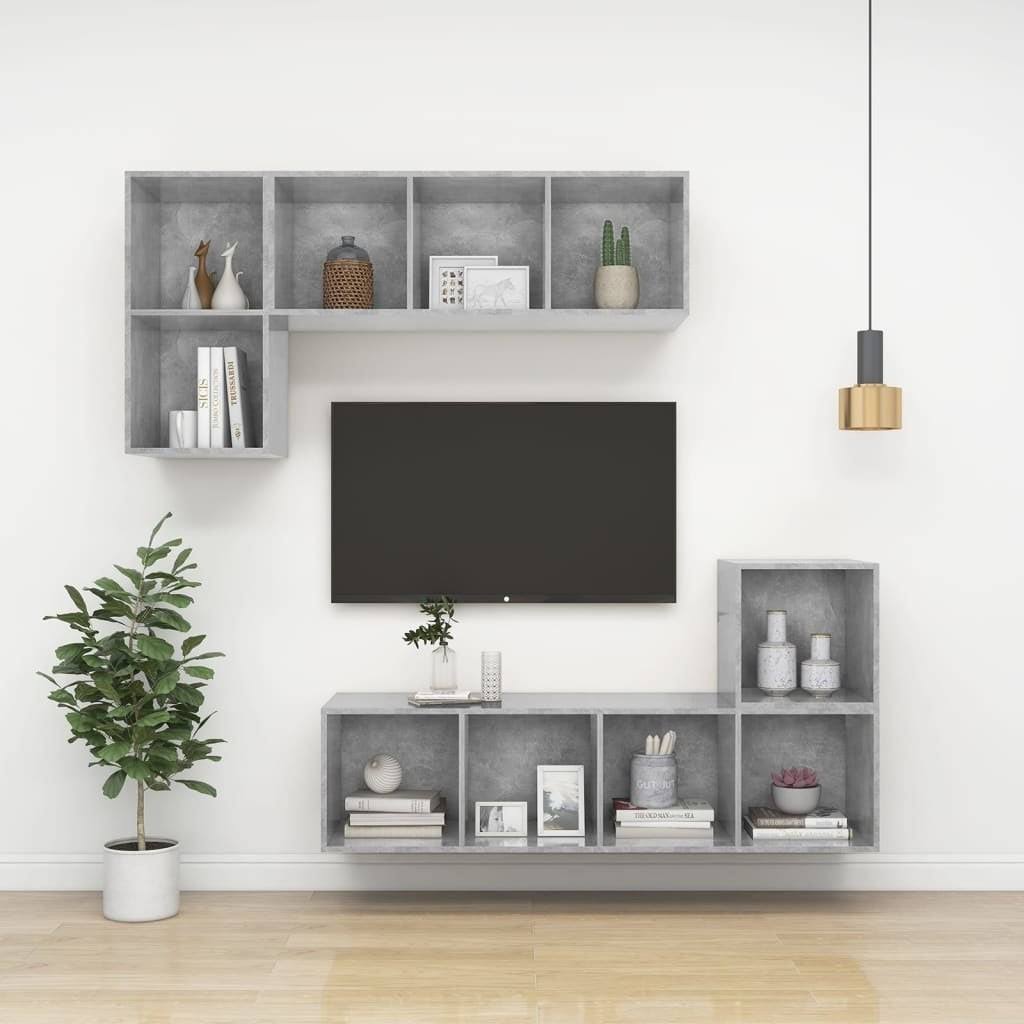 Concrete Gray Wall-Mounted TV Cabinet Chipboard W296540