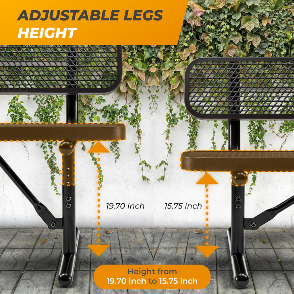 6 Ft Portable Metal Bench with Back A8722