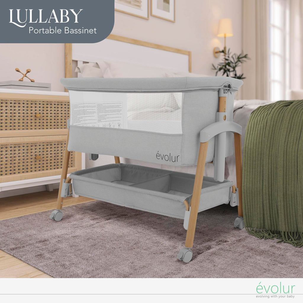 Portable Bassinet with Wheels and Storage Basket P578691