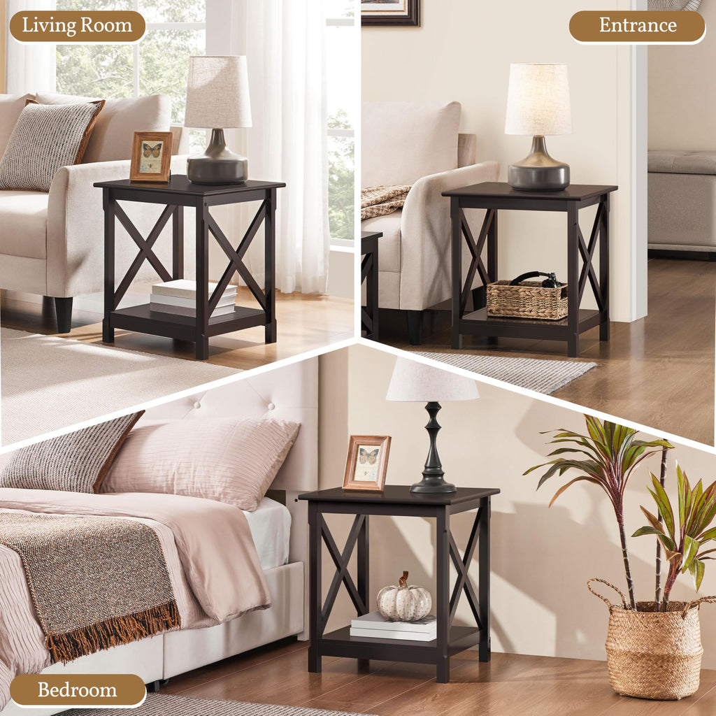 Espresso 20 x 18 Inch End Table Set of 2 R90058