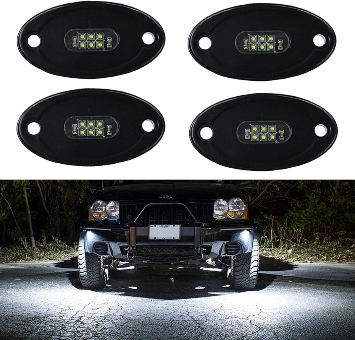 4 Pods IP68 Waterproof LED Rock Light Kits X643
