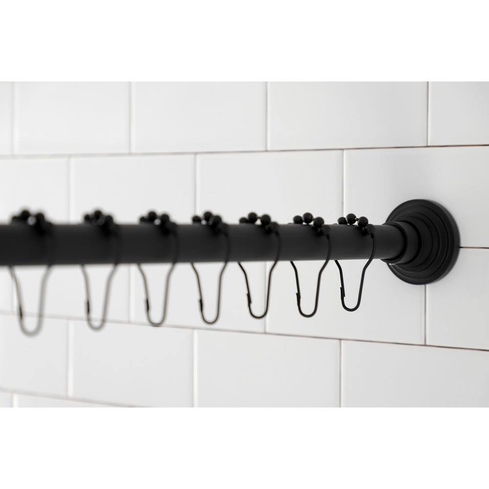 Matte Black Adjustable Shower Rod with Ring E241359