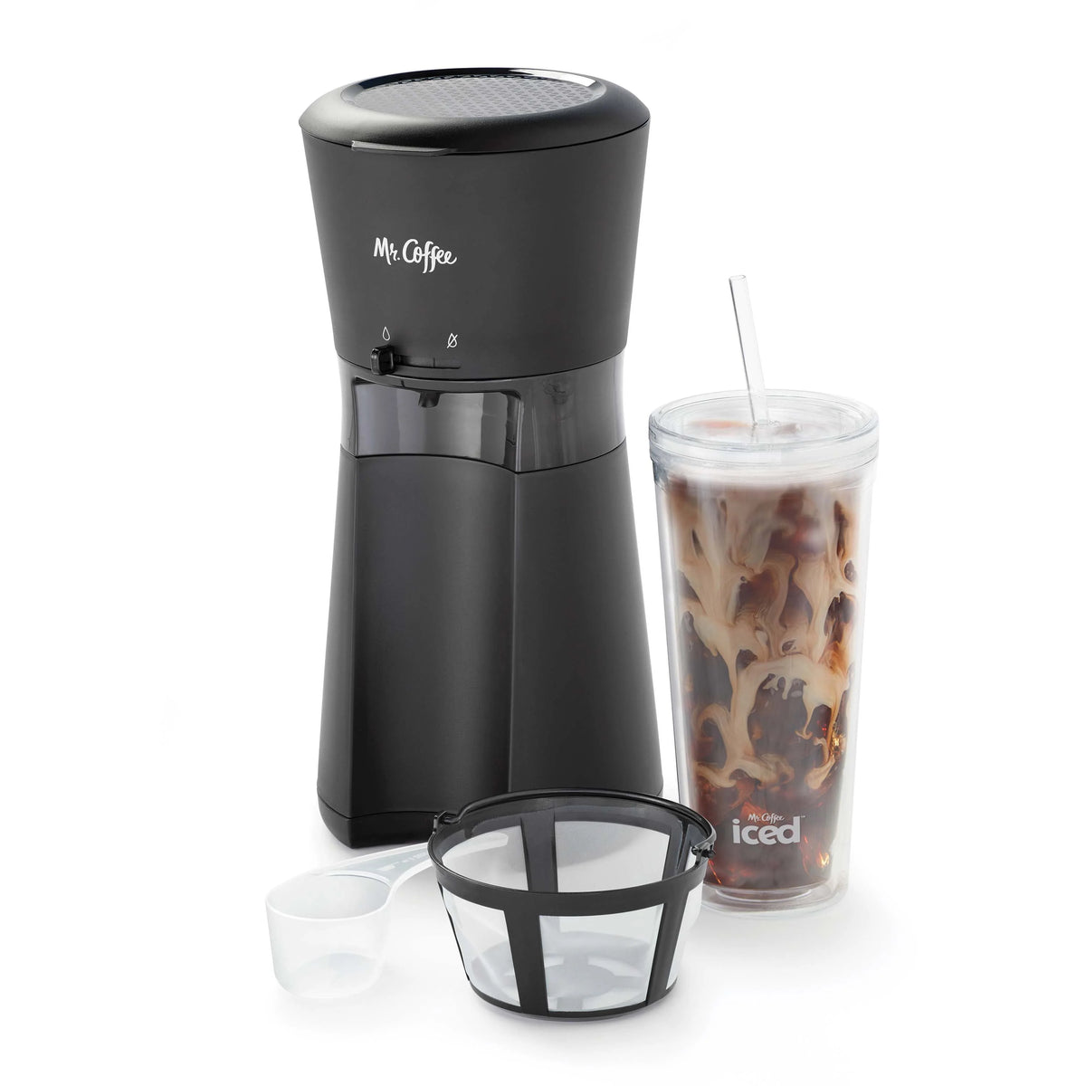 Iced Coffee Maker with Reusable Tumbler and Filter, Black C2947