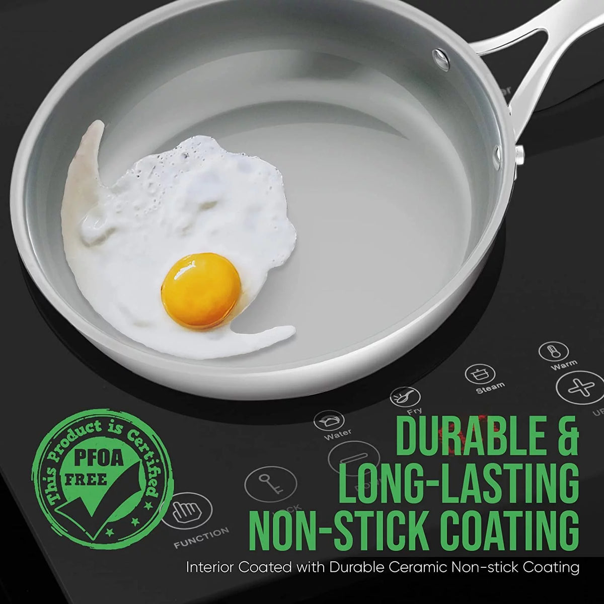 Cast Handles Frying Pan Ceramic Non-Stick Cookware L4912