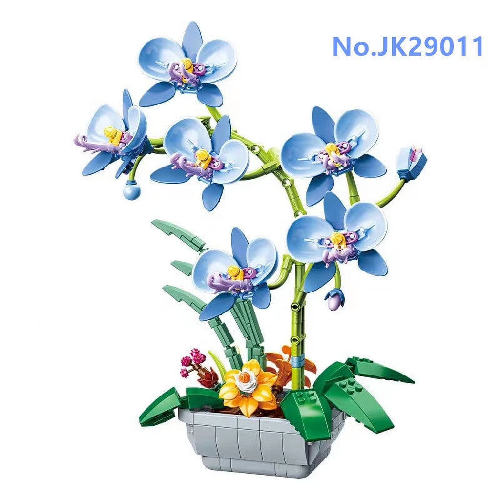 Building Blocks DIY Bricks Flowers Potted Plant Puzzle Butterfly Orchid Home Decor V217