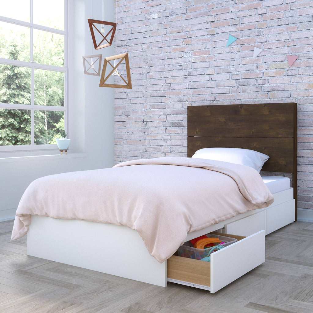 White and Truffle 2 Piece Twin Size Bedroom Set R625