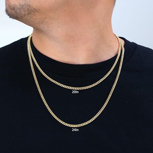 14k Yellow Gold Miami Cuban Link Chain Pendant Necklace U959