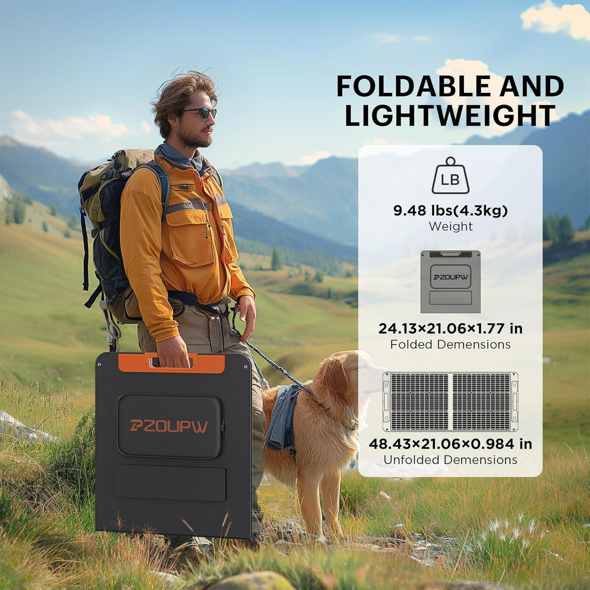 100W 20V Foldable Solar Panel with MC-4 Cable USB Output Z236057