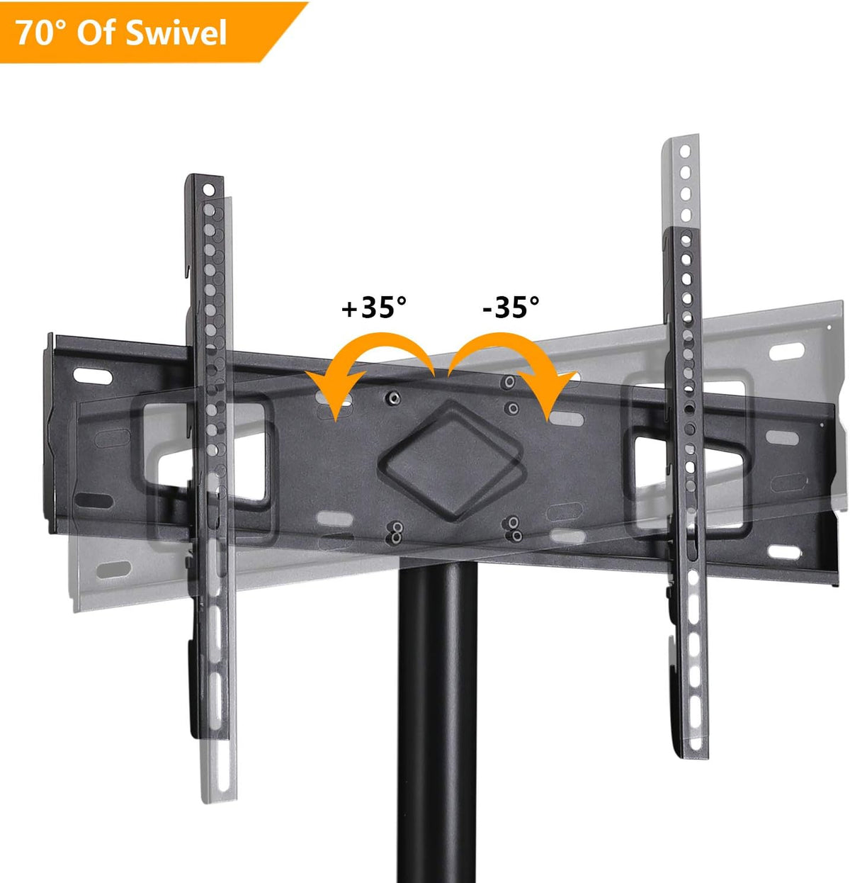 Rolling Wood TV Stand with Swivel Mount and Wheels T30864