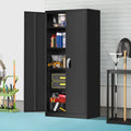 72 inch Black Metal Garage Storage Cabinet with Locking Doors R9620
