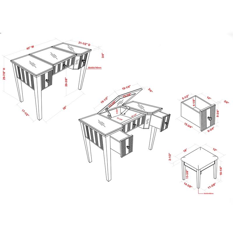 White Contemporary Vanity Set T3493