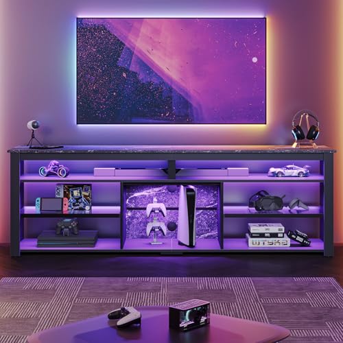 Carbon Fiber Black TV Stand with Storage P1427