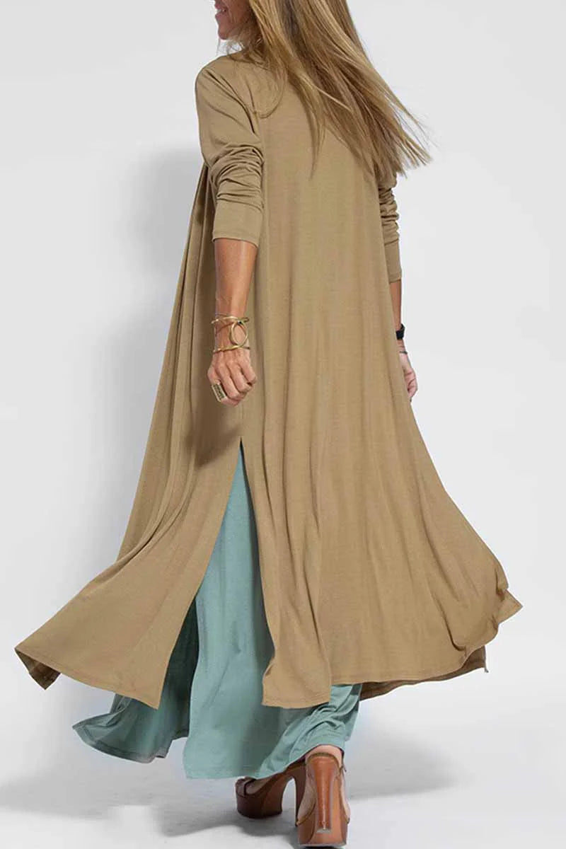 Solid Slit Cardigan Outerwear X239