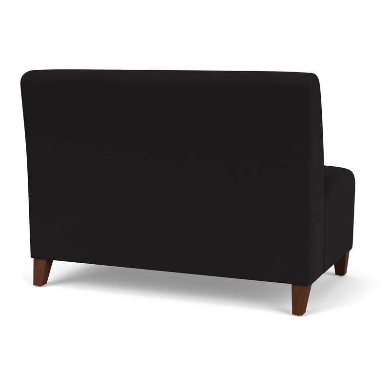 Walnut/Black Fabric Lounge Armless Loveseat E7599