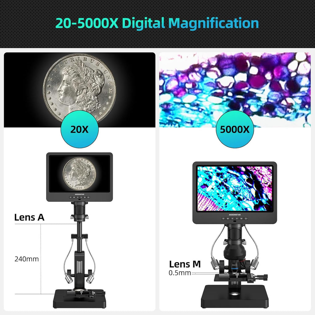 20X-5000X HDMI Digital Microscope with 10.1'' LCD Screen N931