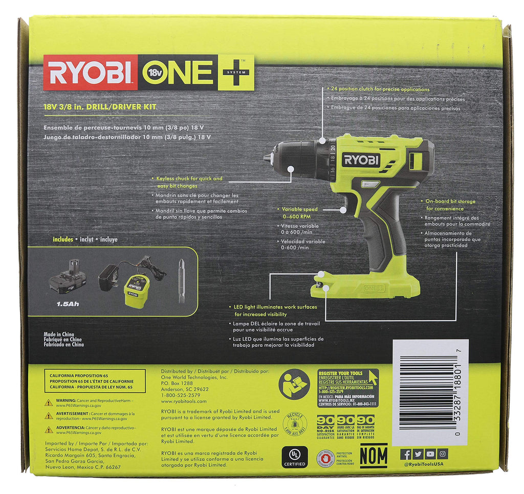 18-Volt Cordless 3/8 in. Drill/Driver Kit with Battery and Charger Y29598