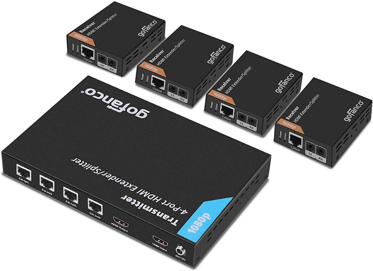 1x4 HDMI Extender Splitter 1080p Over Cat5e/Cat6/Cat7 Ethernet Cable A113136