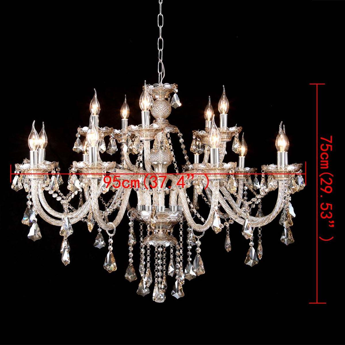 15 Lights Cognac K9 Crystal Chandelier X7133