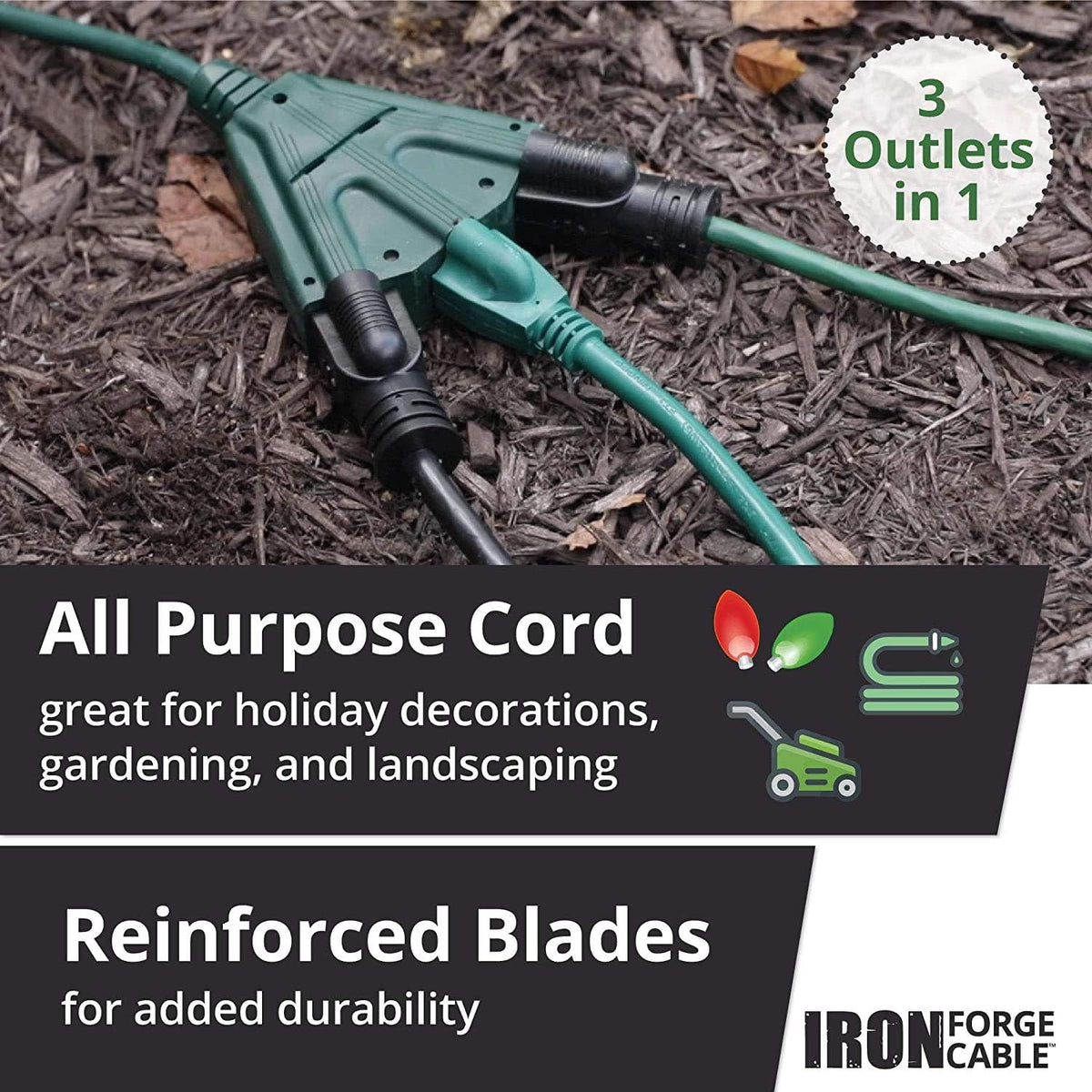 2 Pack of 50 Ft Outdoor Extension Cords with Power Block U800957