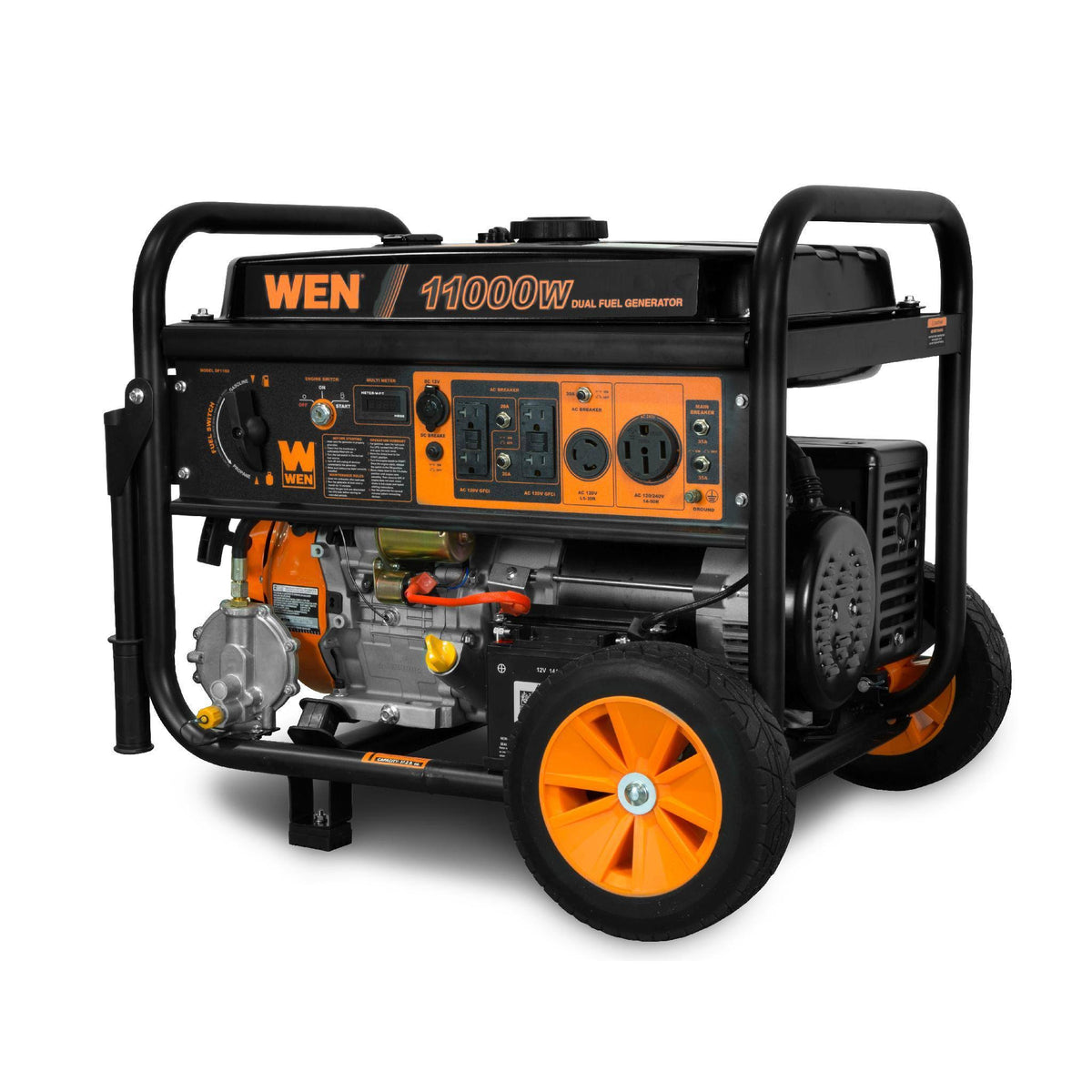 11,000-Watt 120V/240V Dual Fuel Portable Generator with Wheel Kit and Electric Start V412