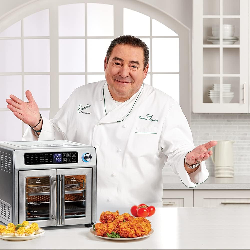 26 QT Extra Large Air Fryer Convection Toaster Oven with French Doors Stainless Steel D42682