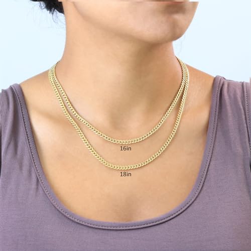 14k Yellow Gold Miami Cuban Link Chain Pendant Necklace U959